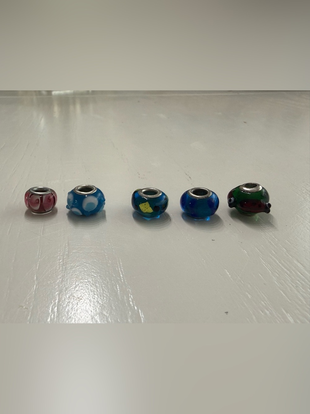 Five Glass European Charm Beads (Set)